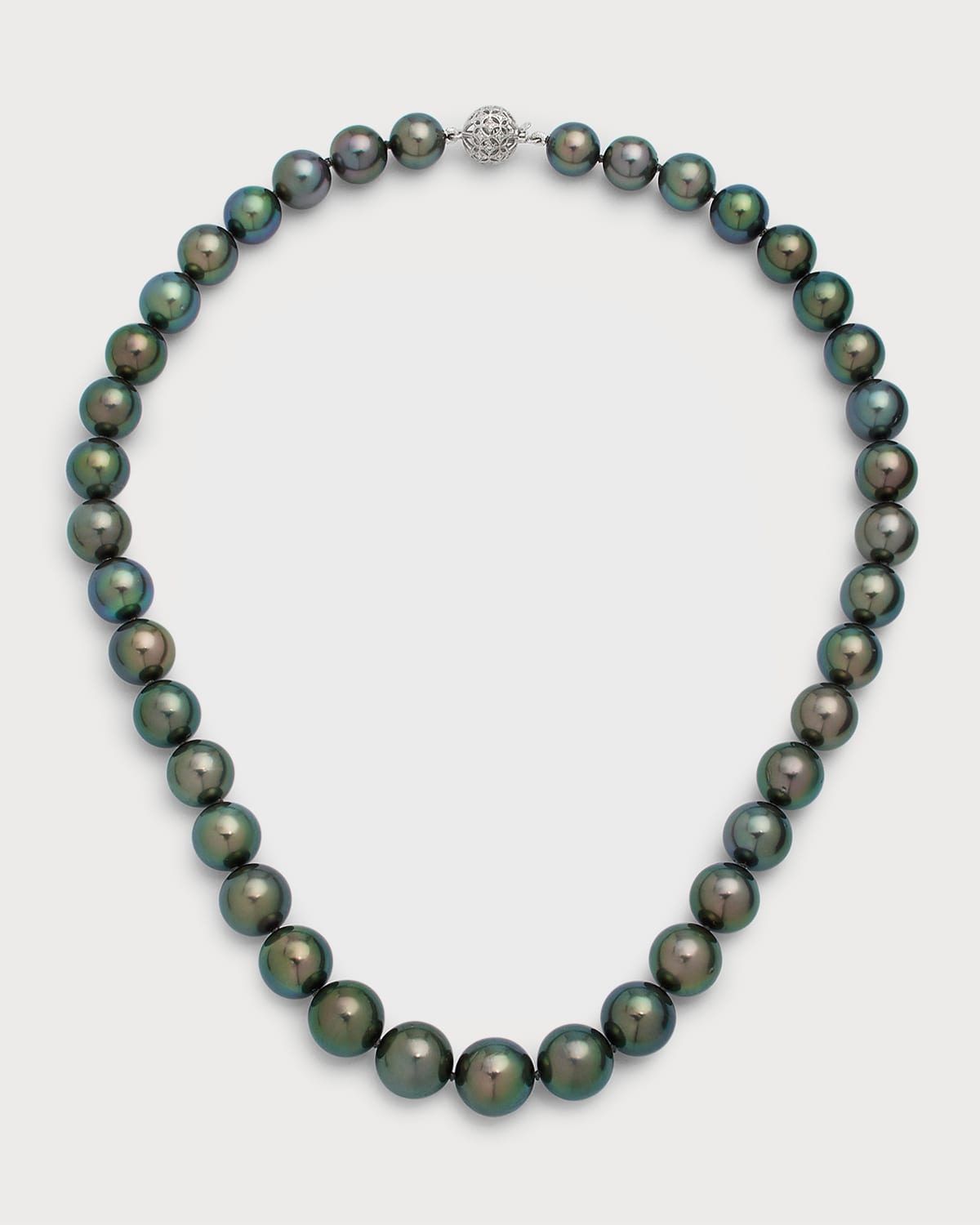 Belpearl 18k White Gold Tahitian Peacock Color Pearl Necklace