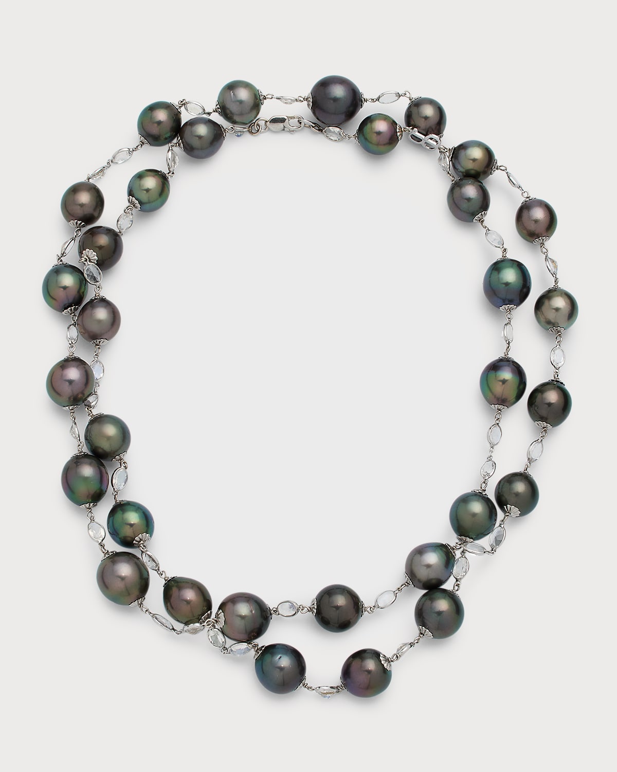 Belpearl 18k White Gold Tahitian Pearl and Moonstone Necklace