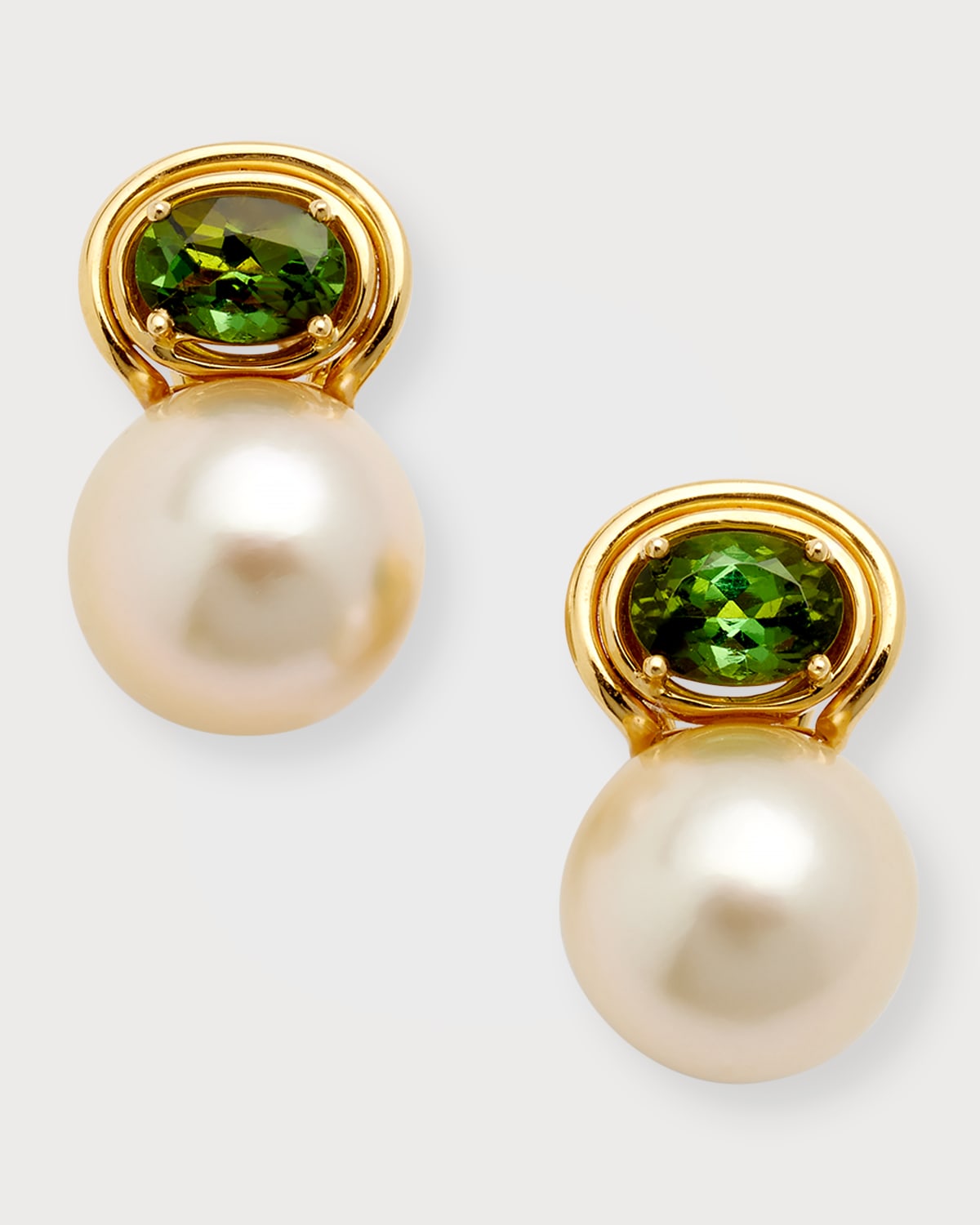Green Sapphire and South Sea Pearl Earrings
