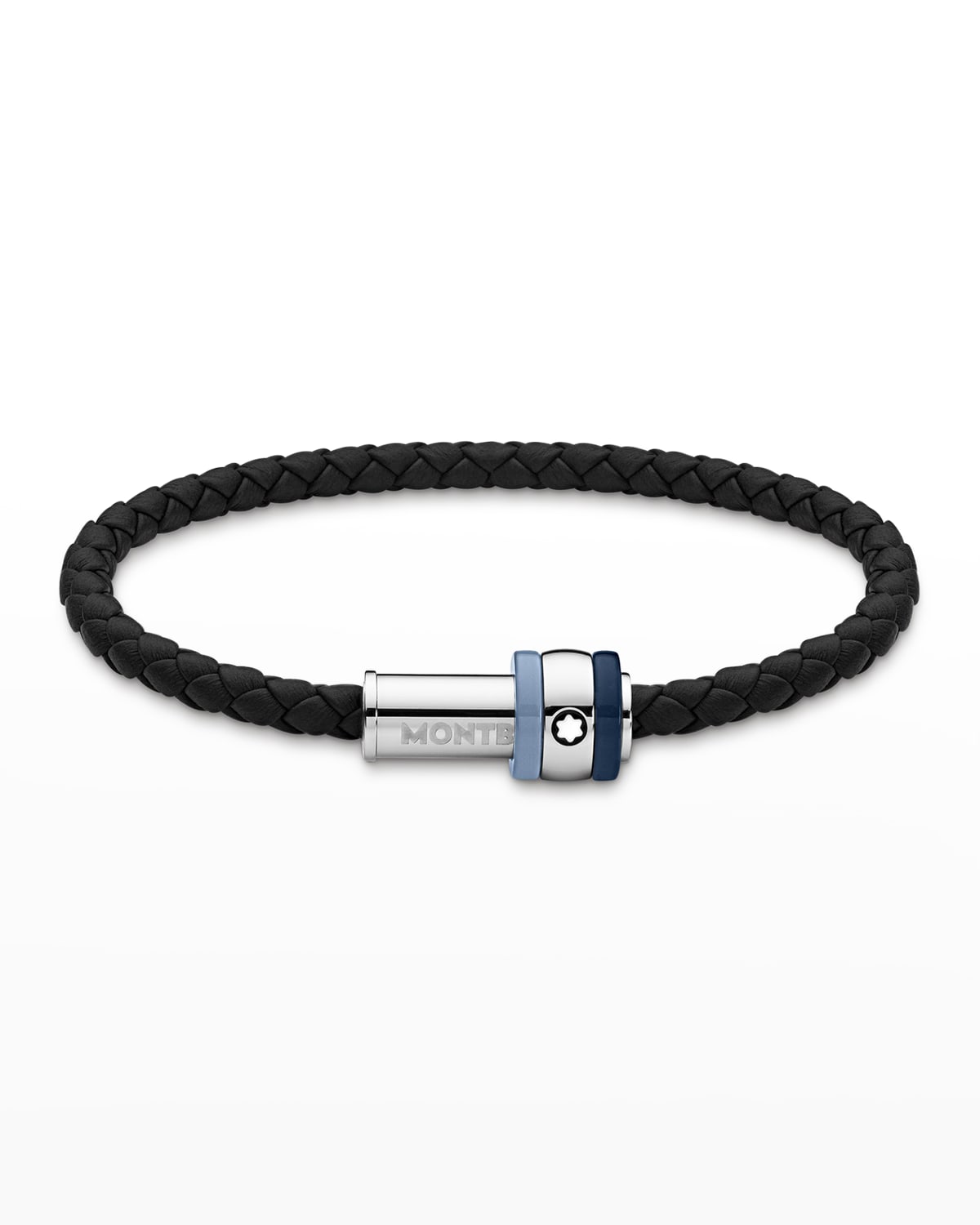MONTBLANC WRAP ME BRACELET IN BLUE LEATHER WITH CARABINER CLOSURE IN  STAINLESS STEEL, Blue Men's Bracelet