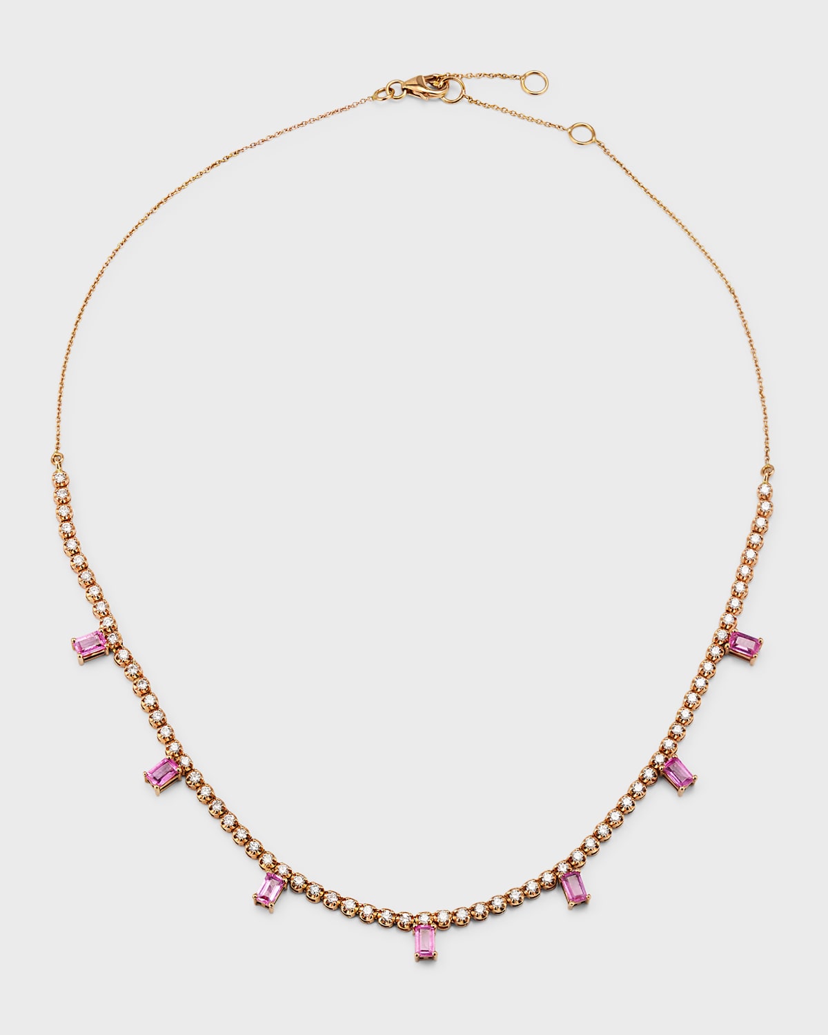 Graziela Gems Emerald-Cut Sapphire and Diamond Tennis Necklace