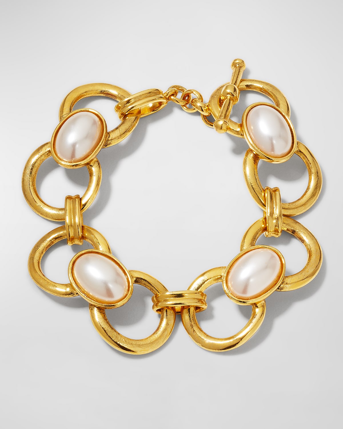 Ben-amun Pearly Chain Toggle Bracelet In Gold