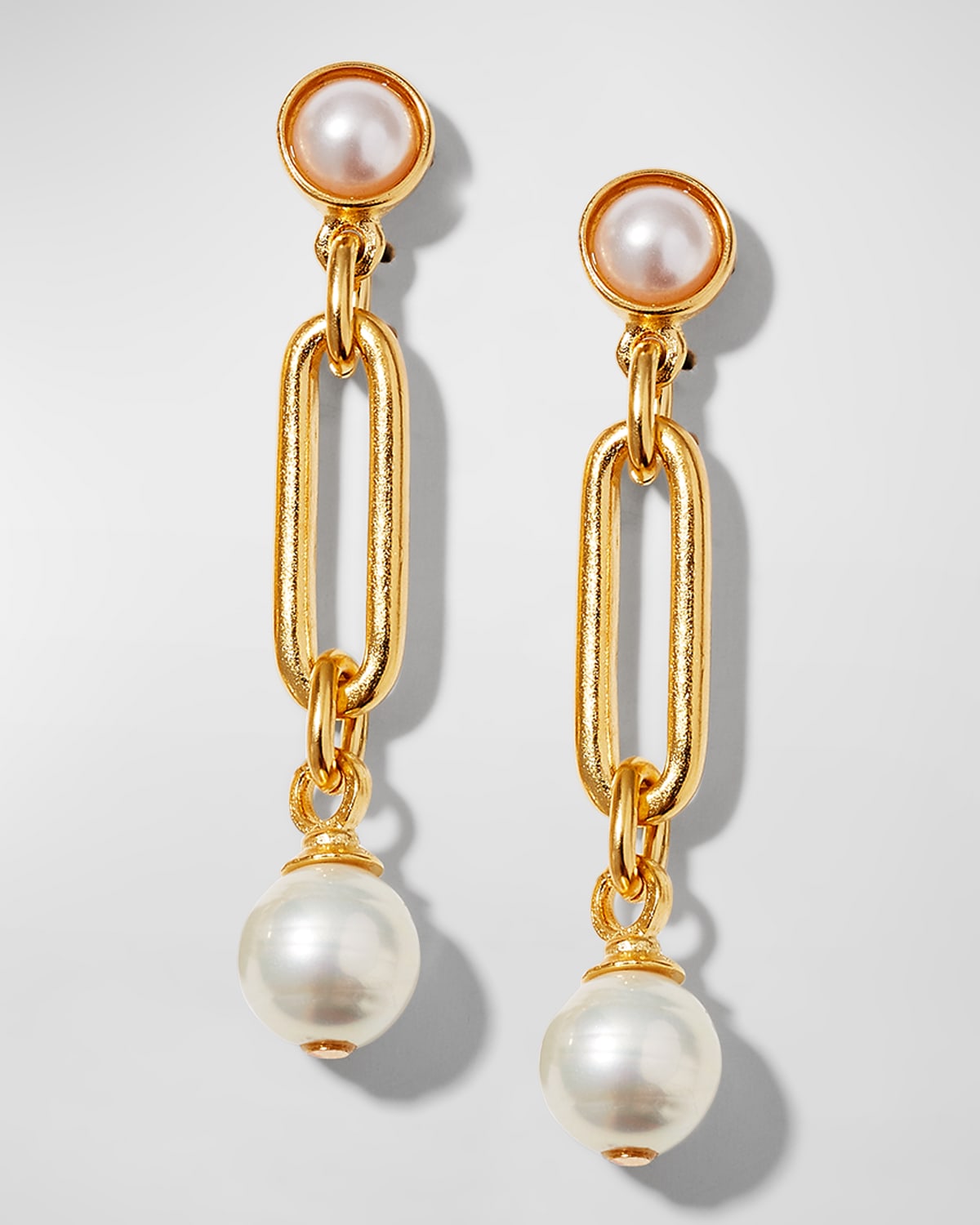 Ben-amun Pearly Post And Dangle Earrings In Gold