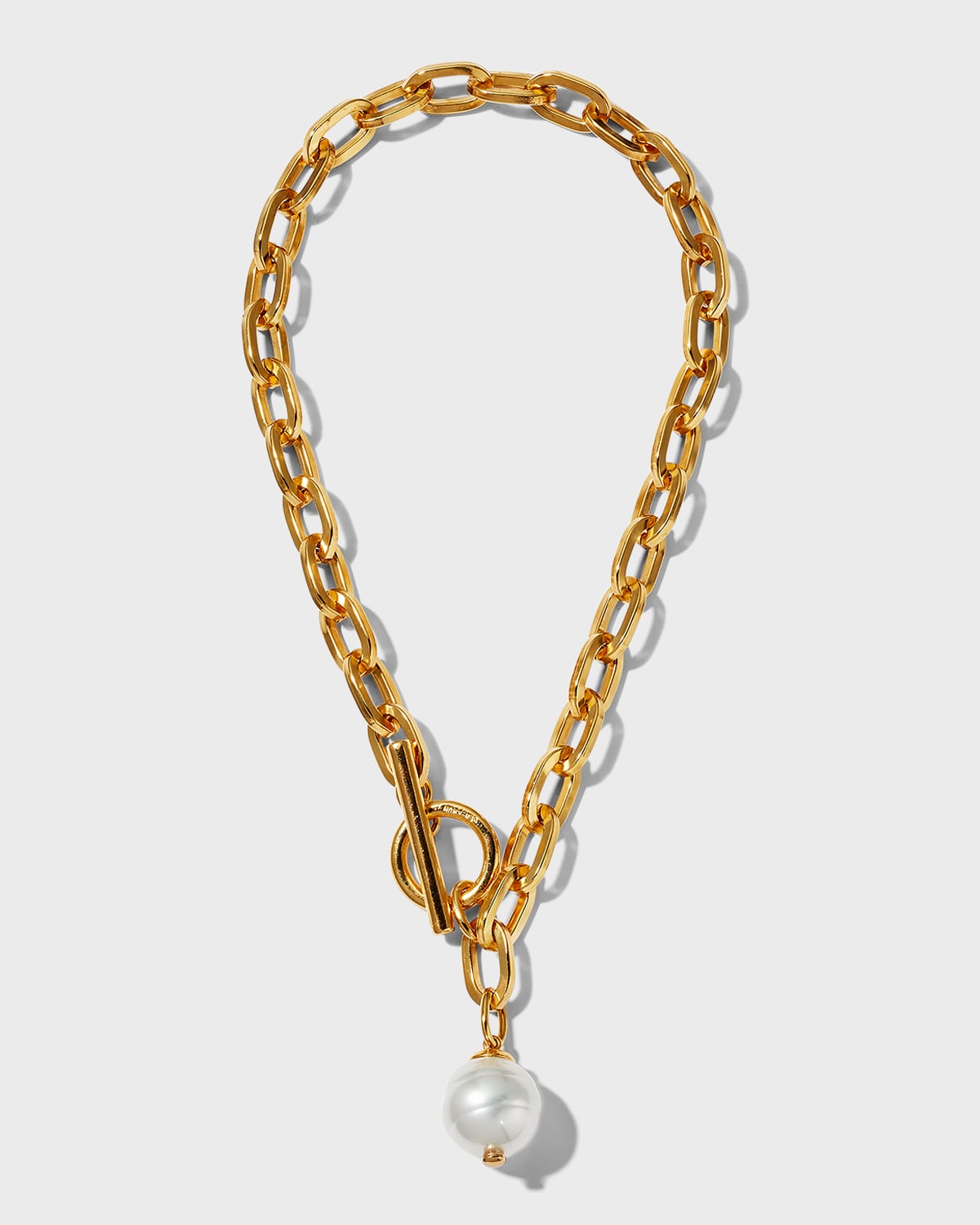 BEN-AMUN GOLD CHAIN TOGGLE NECKLACE WITH PEARLY DROP