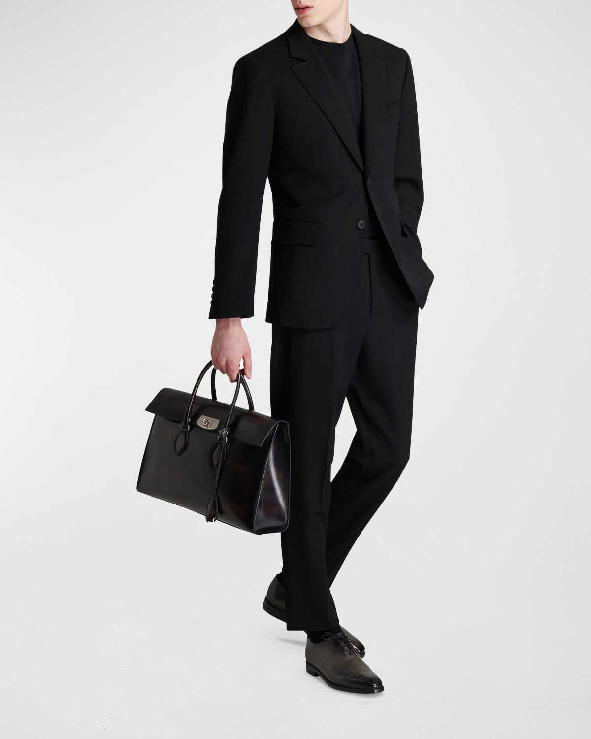 Berluti Men's Solid Wool Suit Jacket In Noir