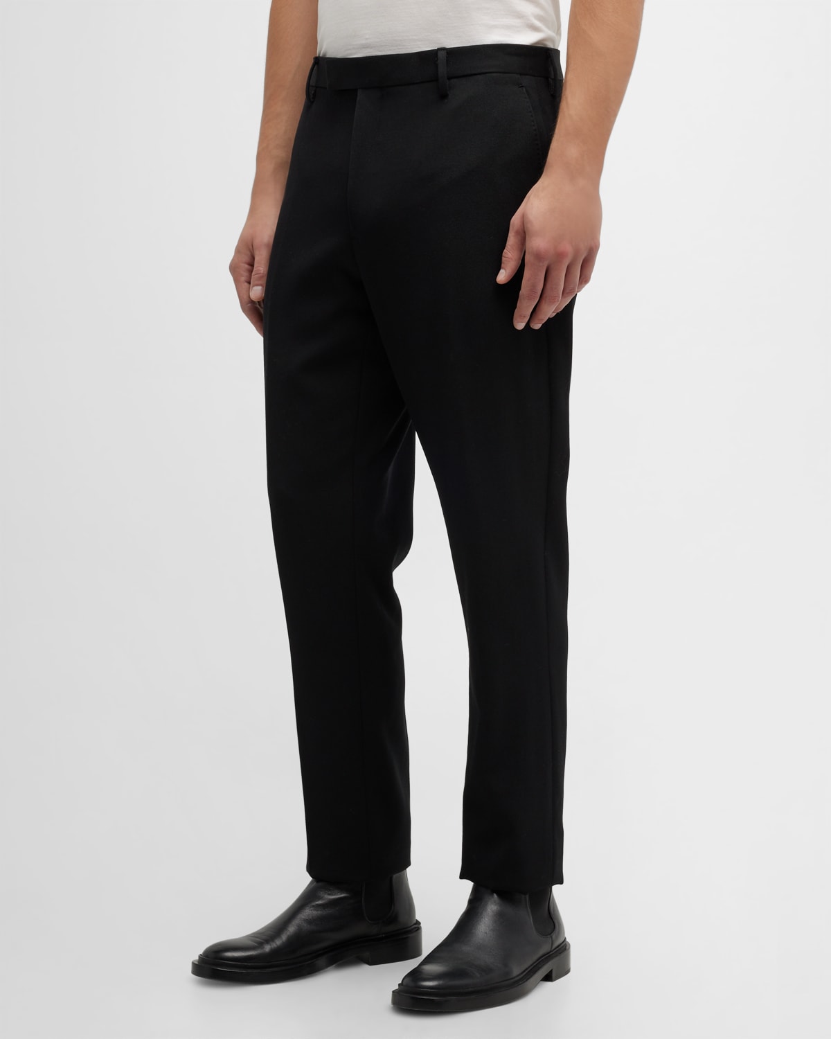 Berluti Men's Solid Wool Suit Trousers In Noir