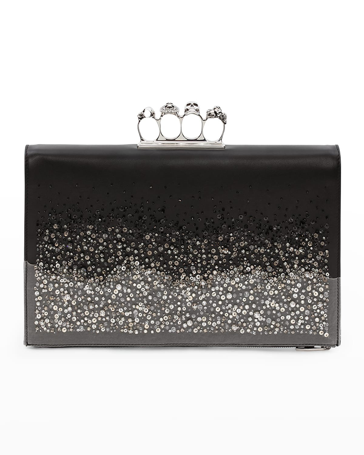 Alexander McQueen Men's Four Ring Embellished Leather Zip Pouch Bag