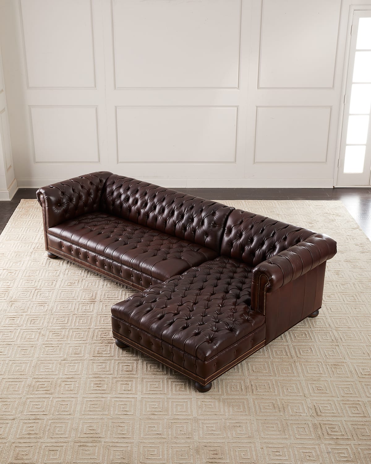 Old Hickory Tannery Elias Leather Chesterfield Sectional