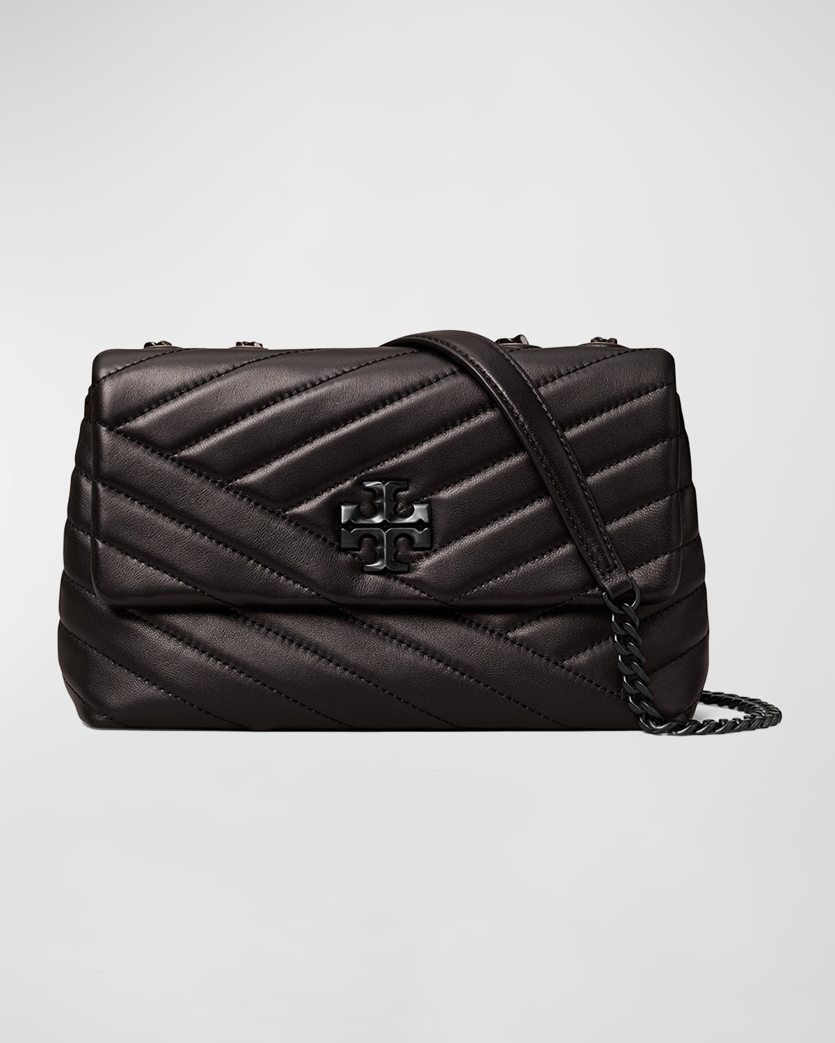 Tory Burch Kira Chevron-quilt Convertible Shoulder Bag In Black