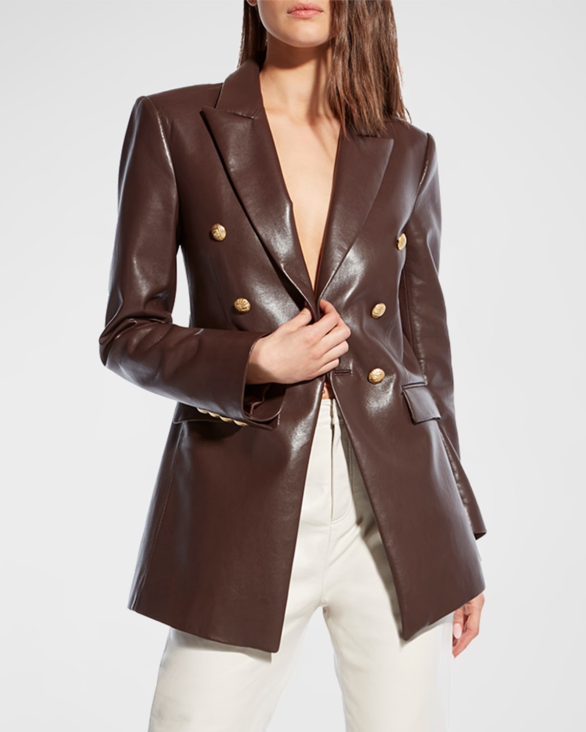 AS by DF Beck Recycled Leather Double-Breasted Blazer