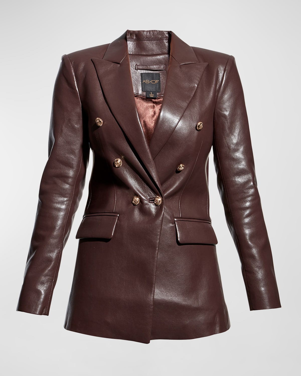 As By Df Beck Recycled Leather Double-breasted Blazer In Mahogany