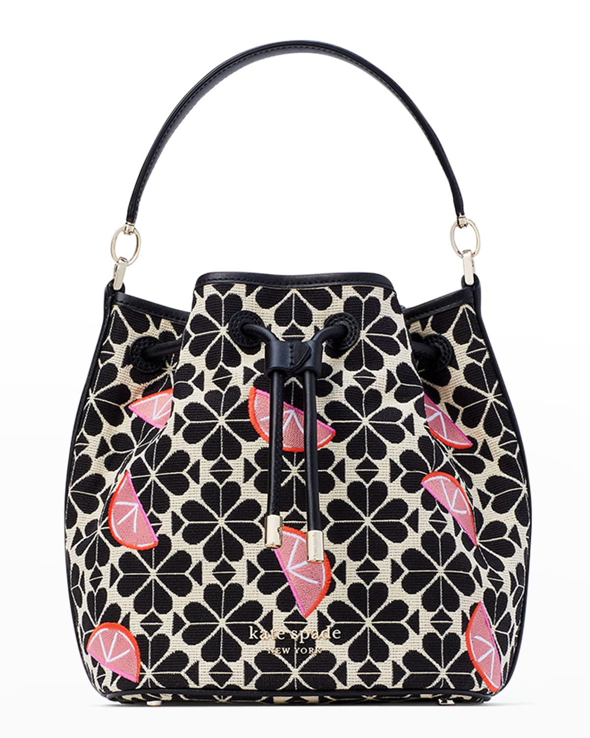 Kate Spade Medium Spade Flower And Grapefruits Jacquard Bucket Bag In