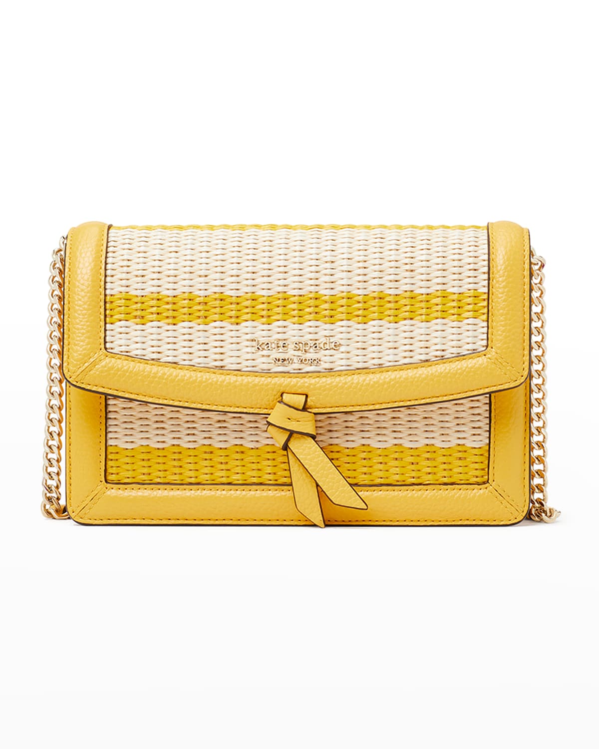 Kate Spade Knott Flap Striped Straw Crossbody Bag In Morning Light Mul