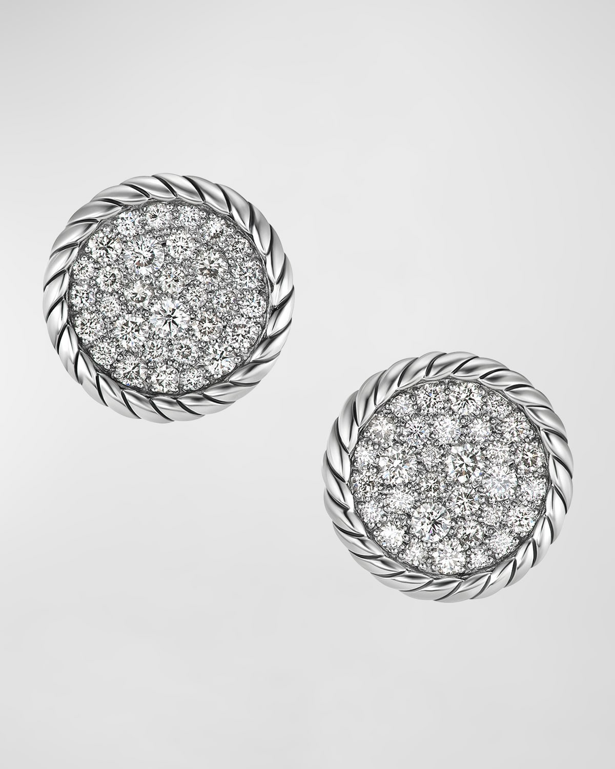David Yurman Elements Earrings With Diamonds In Silver, 0.5"