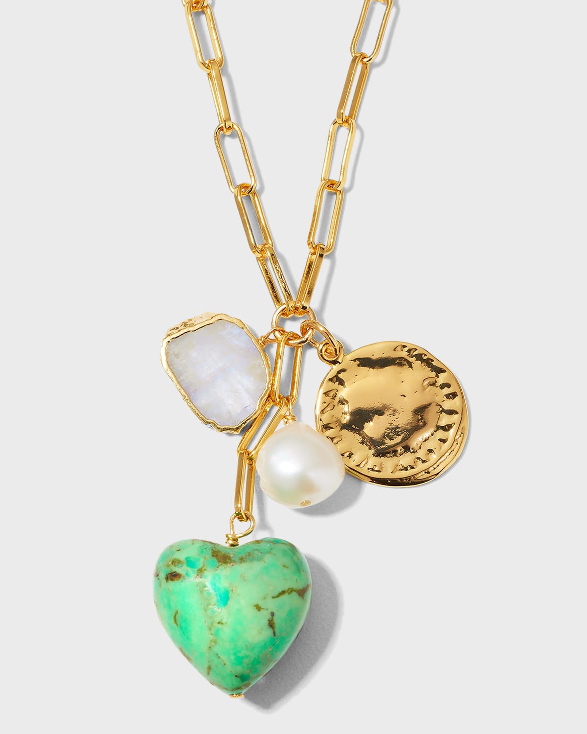 Green Turquoise Heart Charm Necklace
