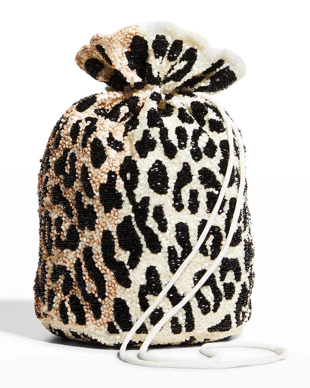 Ganni Pattern Glass Beaded Bucket Bag In Leopard | ModeSens