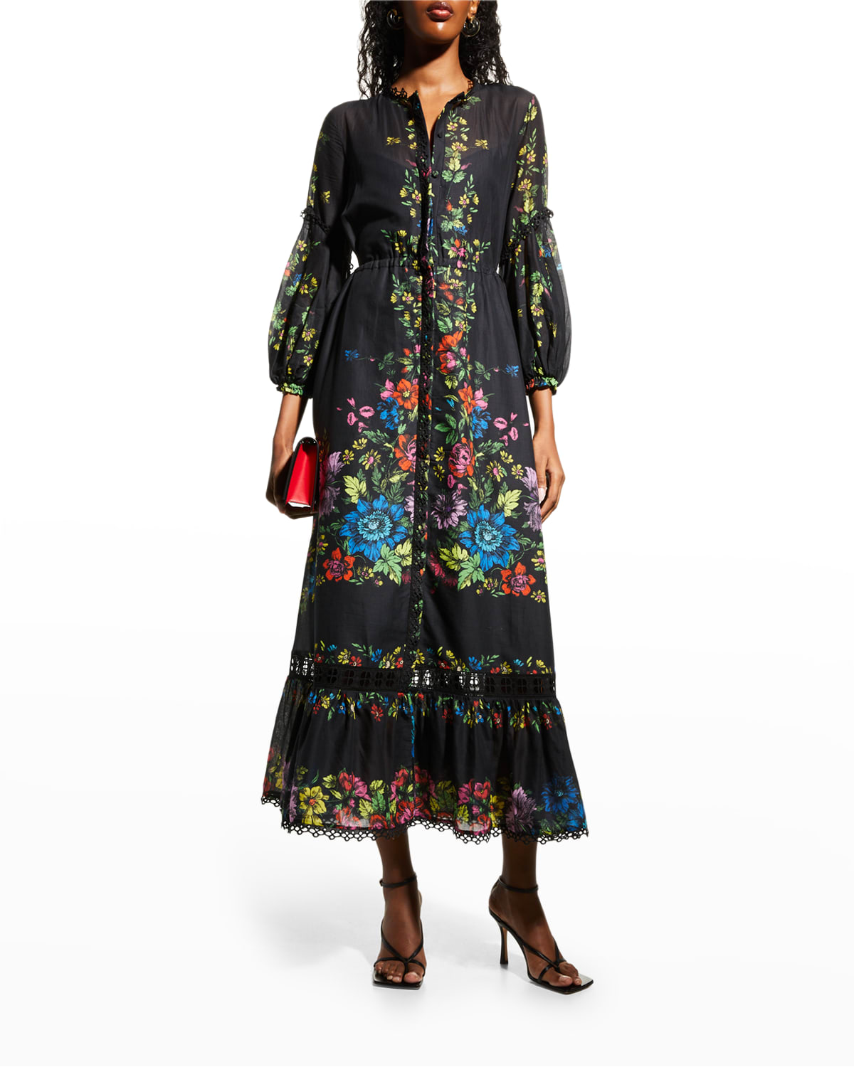 Ganna Long Floral Embroidered Dress