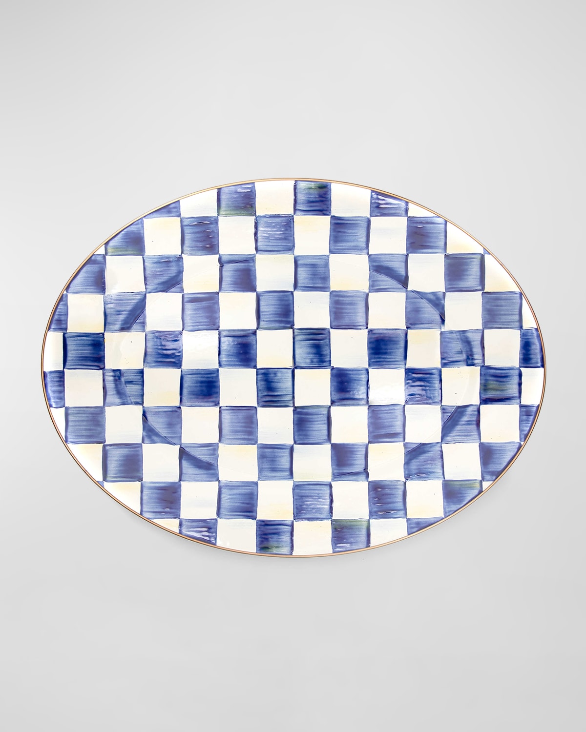 Mackenzie-childs 19" Royal Check Enamel Oval Platter