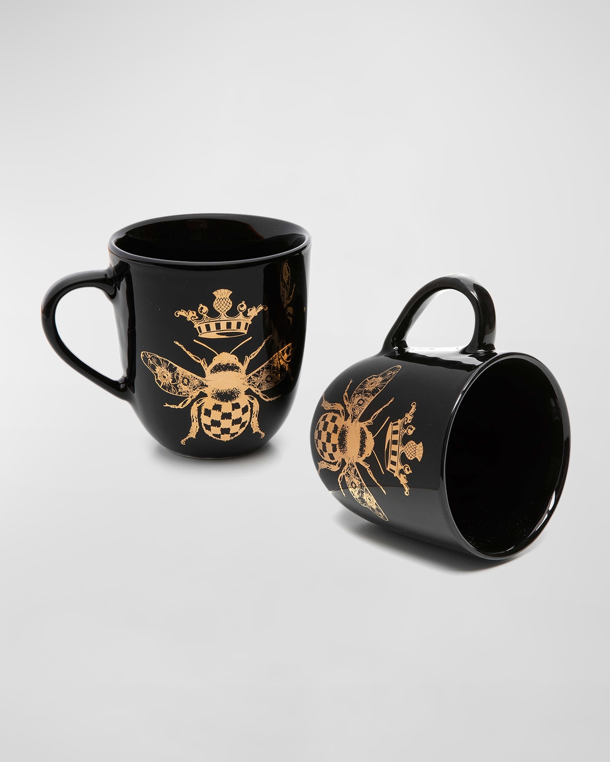 Mackenzie-childs 3.75" Queen Bee Mugs, Set Of 2