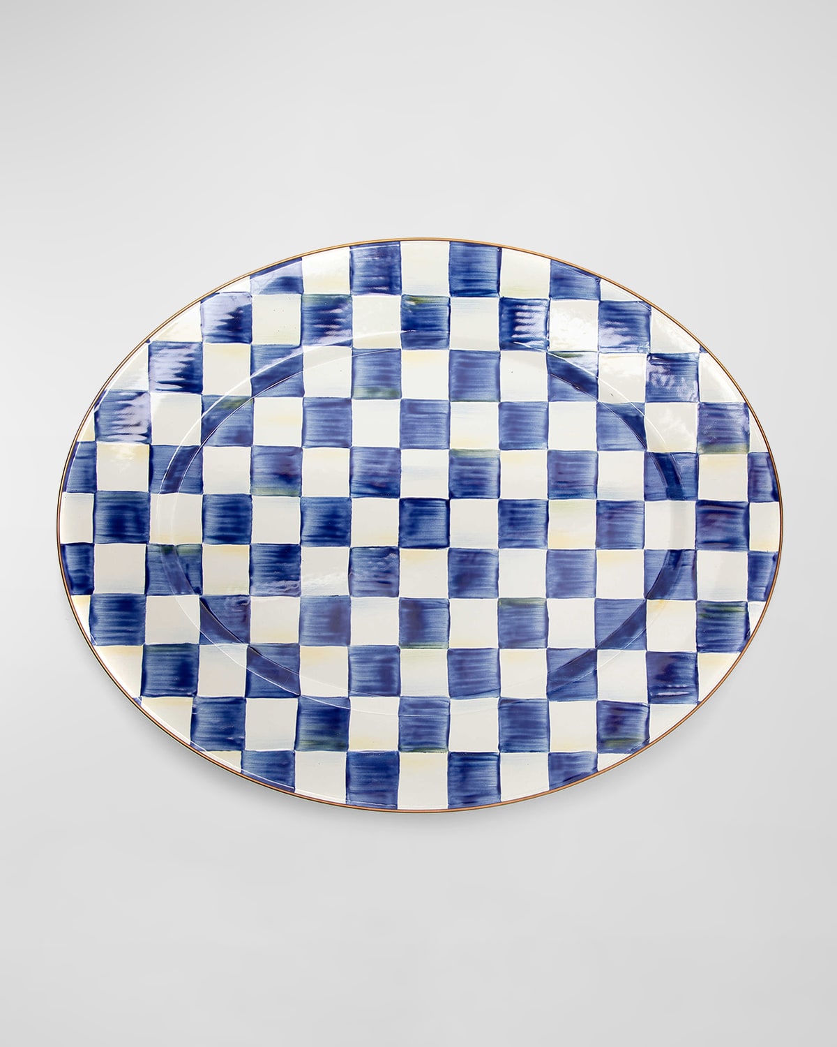 Mackenzie-childs 19" Royal Check Enamel Oval Platter