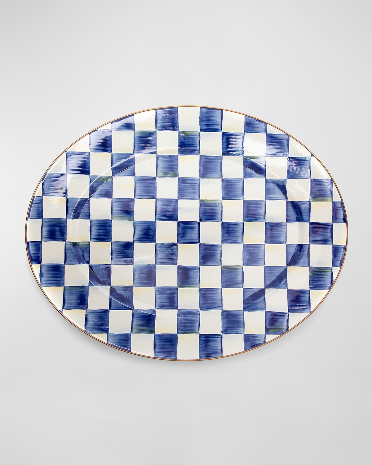 Shop Mackenzie-childs 22" Royal Check Enamel Oval Platter