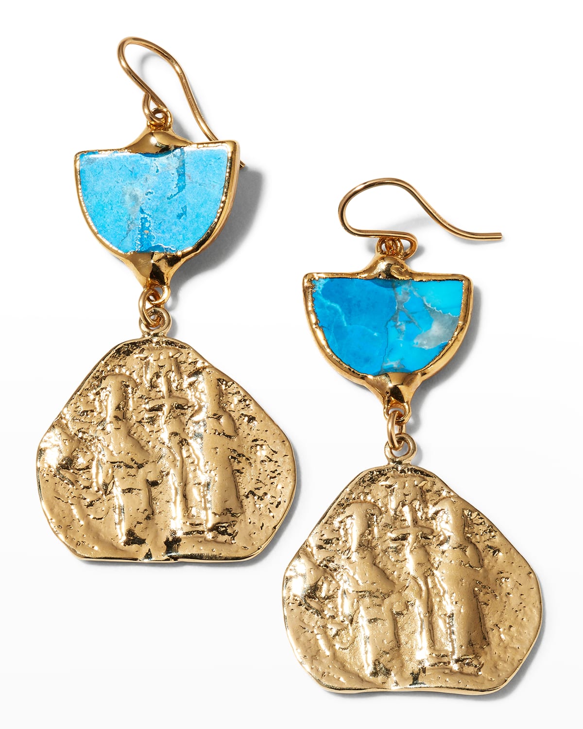 Devon Leigh Gold Foil Turquoise Drop Earrings