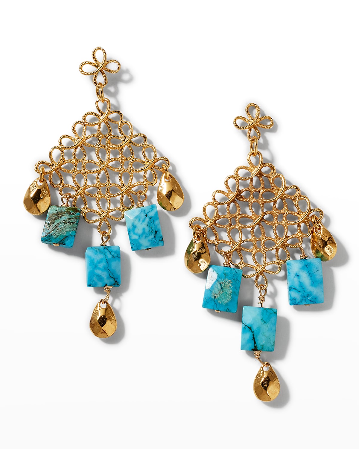 Devon Leigh Filigree Turquoise Chandelier Post Earrings