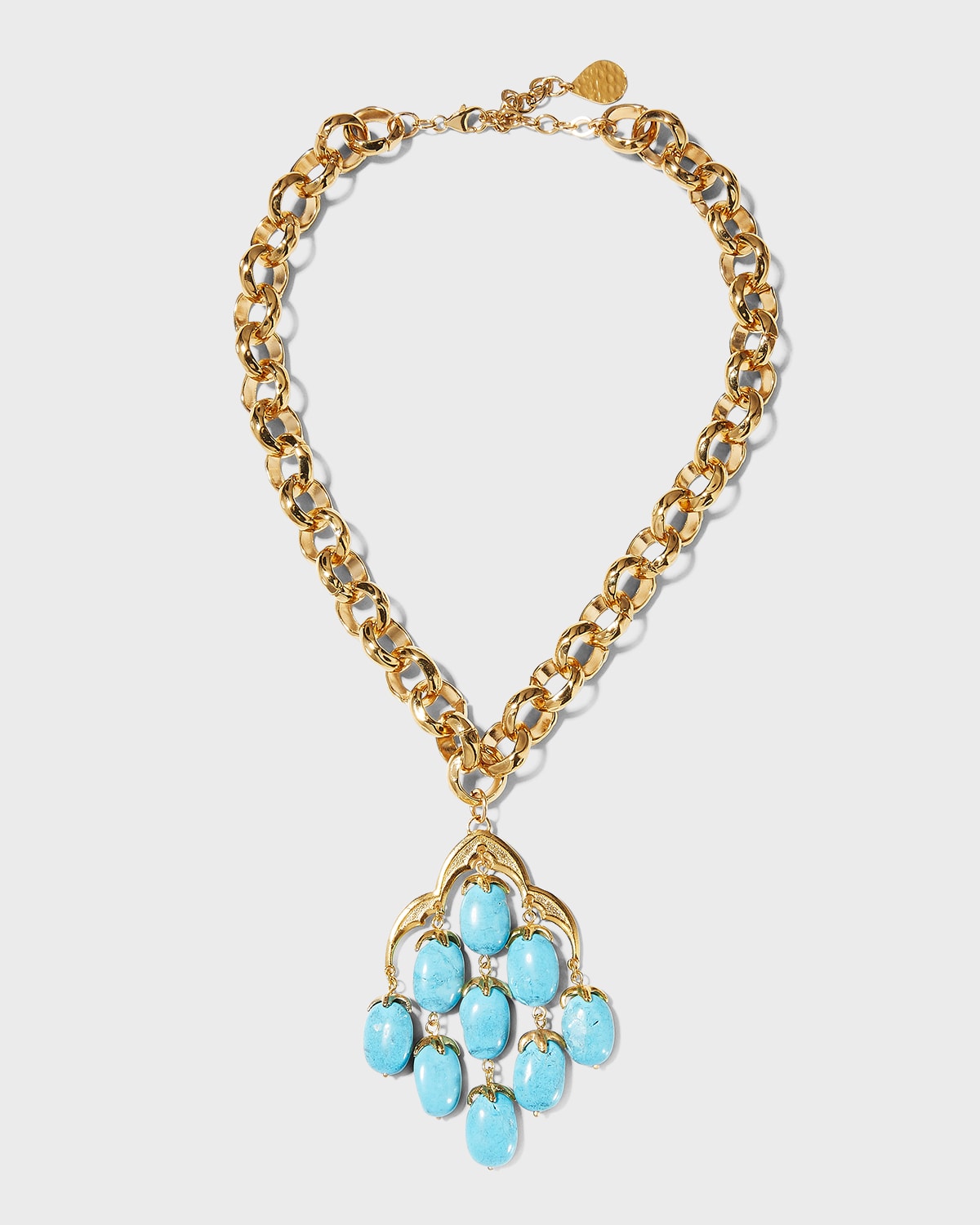 Devon Leigh Turquoise Gold-Plate Pendant Chain Necklace