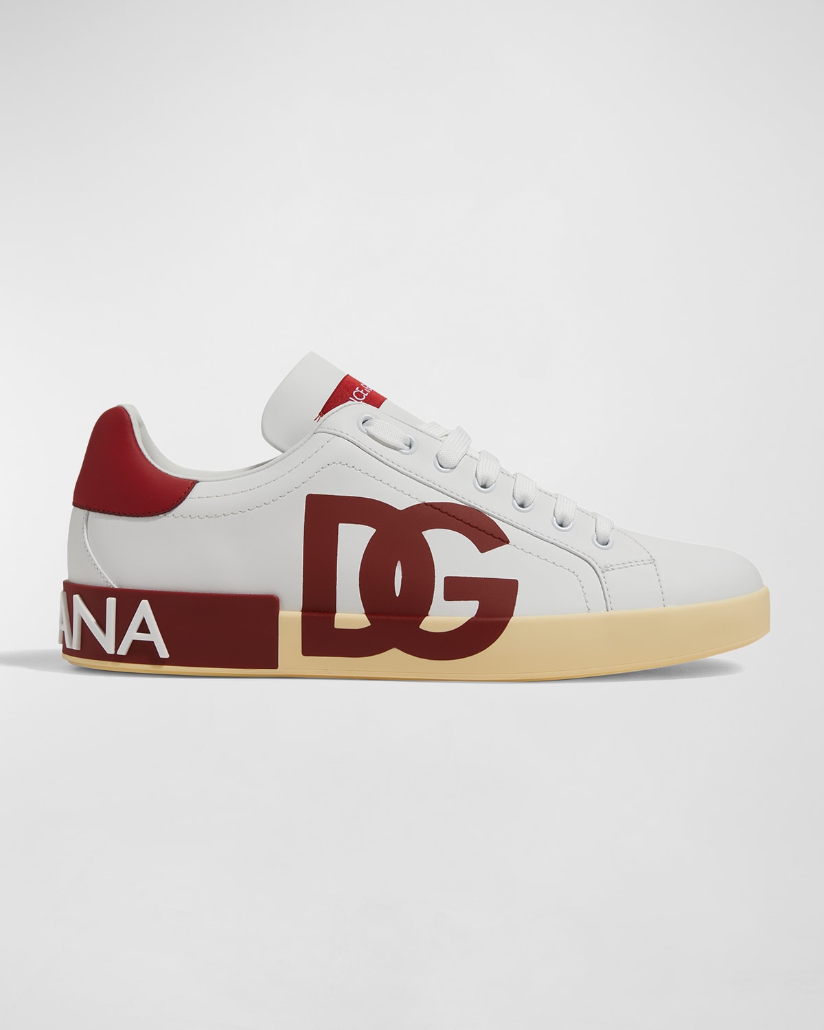 Dolce & Gabbana Logo-print Lace-up Sneakers In White/poppy