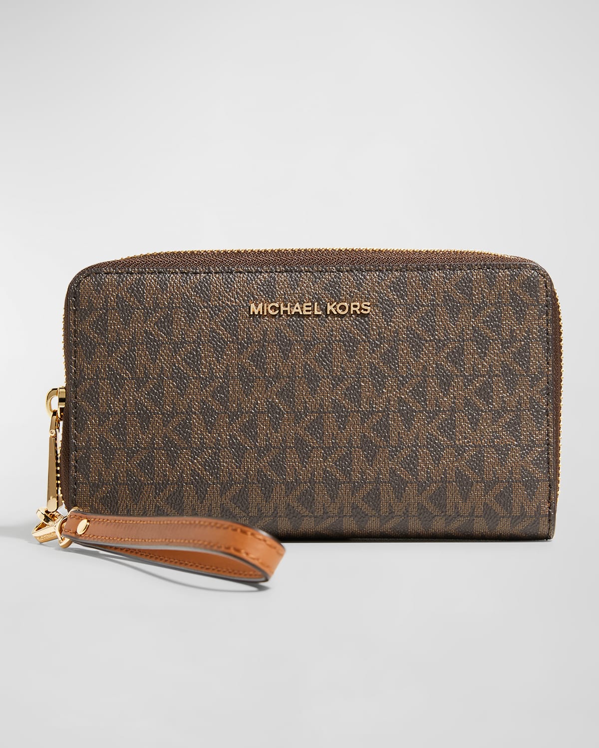 MICHAEL MICHAEL KORS MONOGRAM ZIP LEATHER WALLET