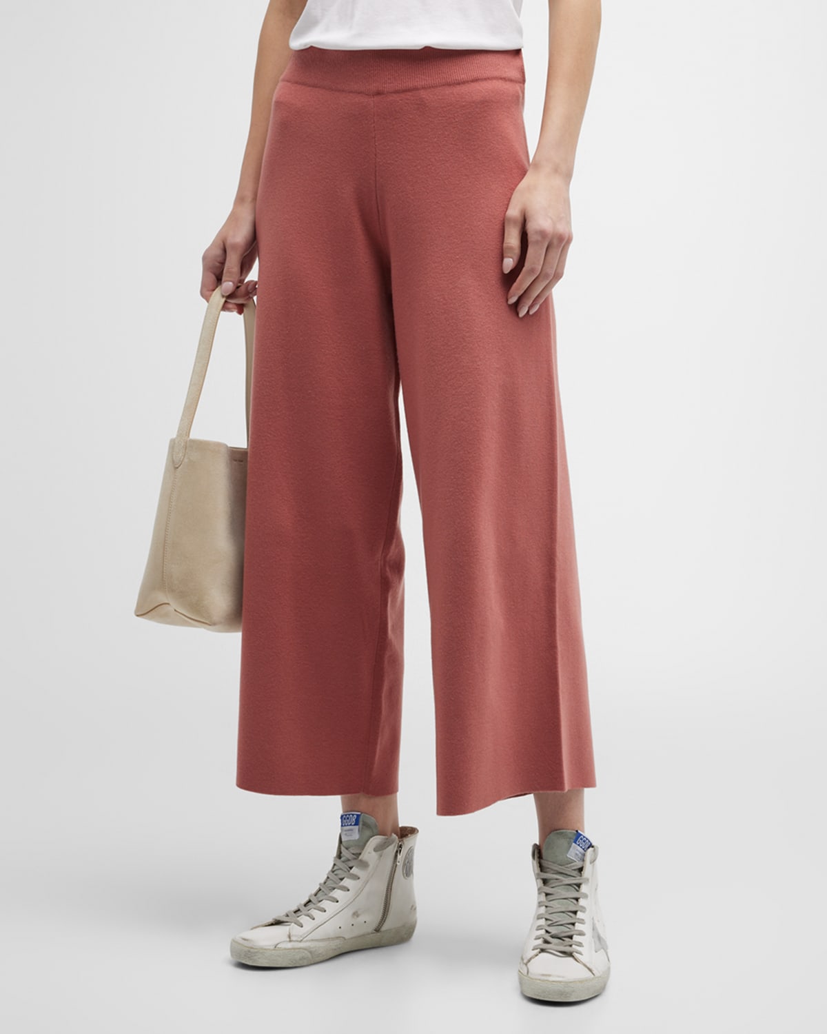 Paige Lisbon Pull-on Cropped Sweater Pants In Red