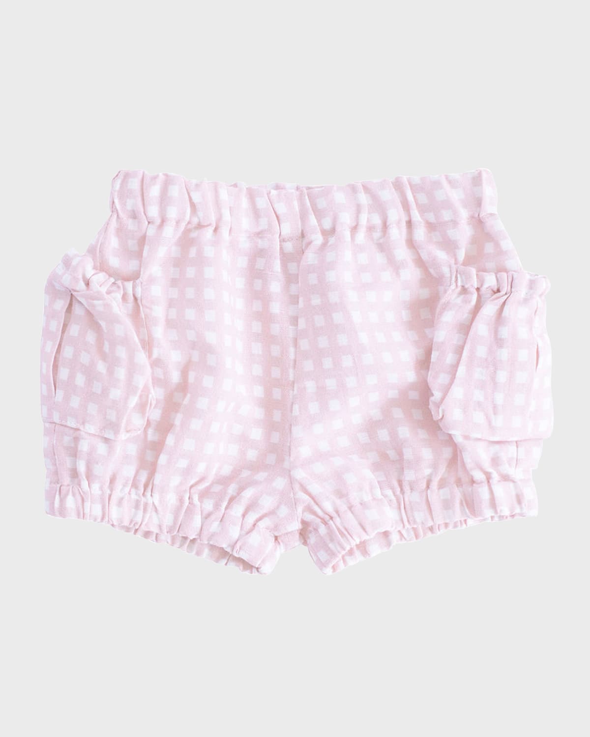 LOUELLE GIRL'S DUSTY PINK GINGHAM SHORTS