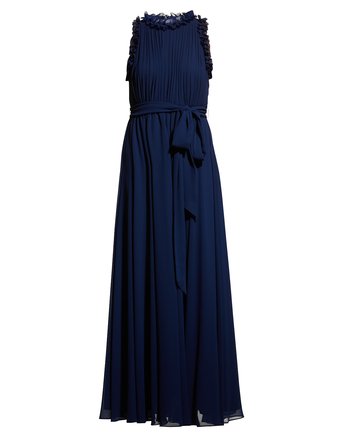 badgley mischka pleated gown