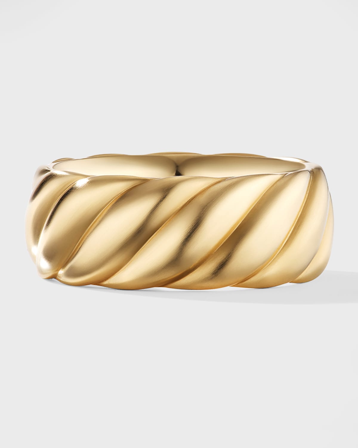 Men's Sculpted Cable Contour Band Ring in 18K Gold, 9mm