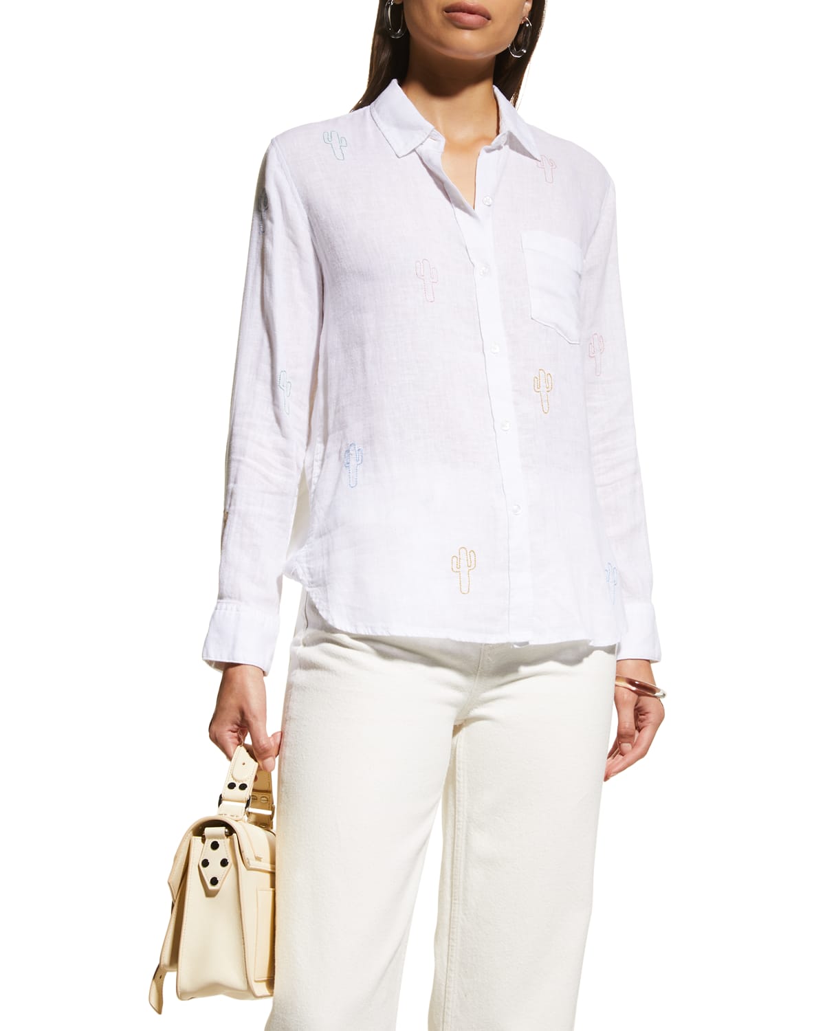 RAILS CHARLI BUTTON-FRONT EMBROIDERED CACTUS SHIRT 
