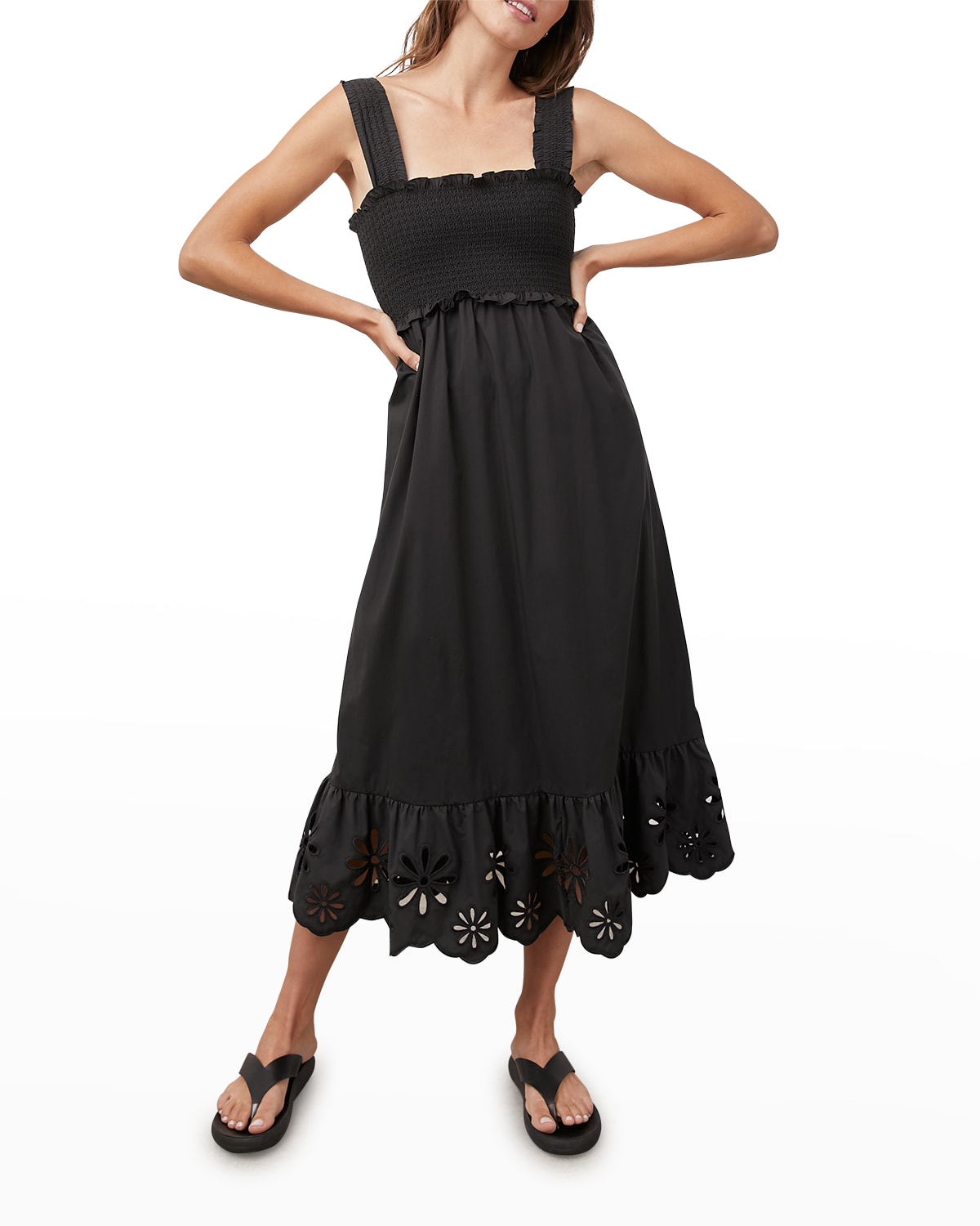 rails black cut out dress Rails Women's Constance Linen Flutter Midi-Dress - Black