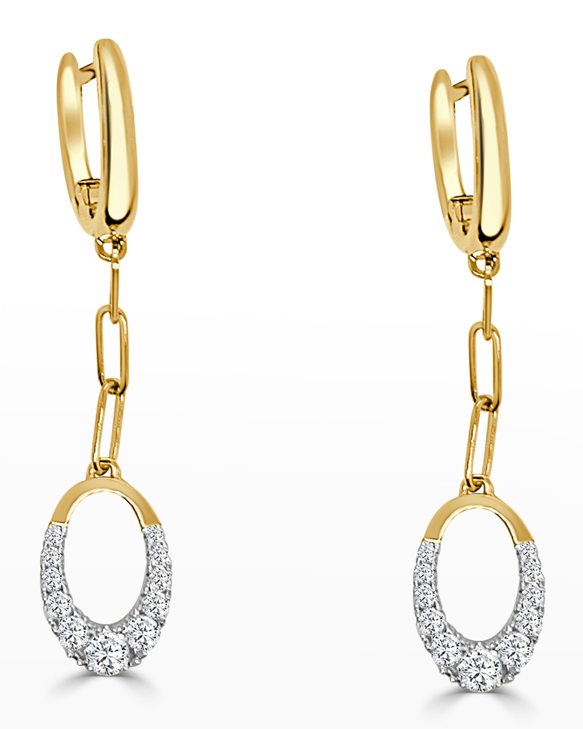 Small Oval "Clip" Diamond Hanging Earrings