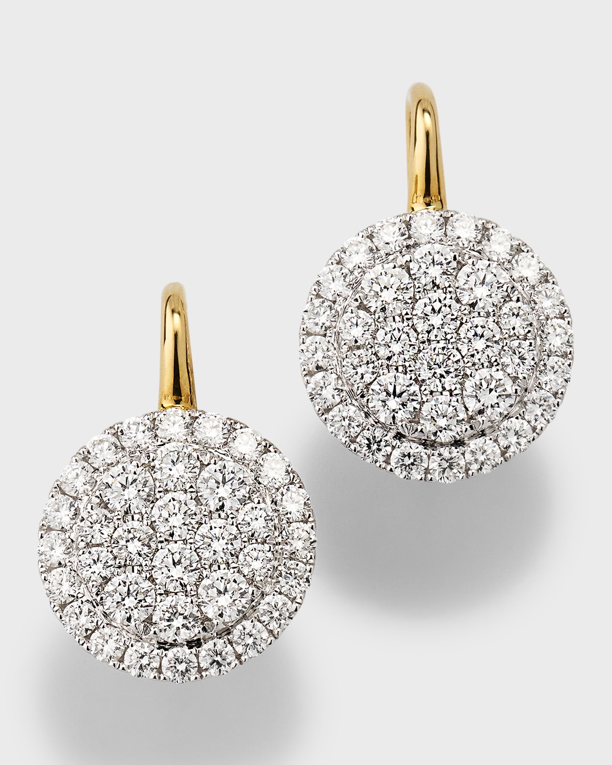 18K Yellow and White Gold Medium Firenze II Diamond Cushion Earrings