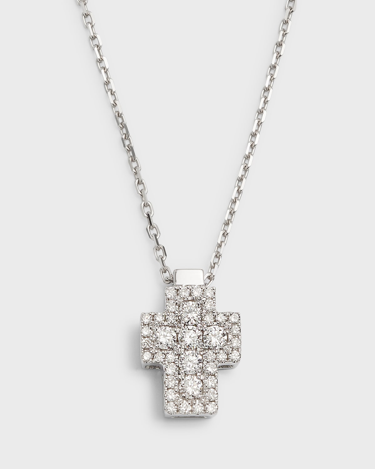 Frederic Sage 18k White Gold Firenze Ii Cross All Diamond Pendant Necklace