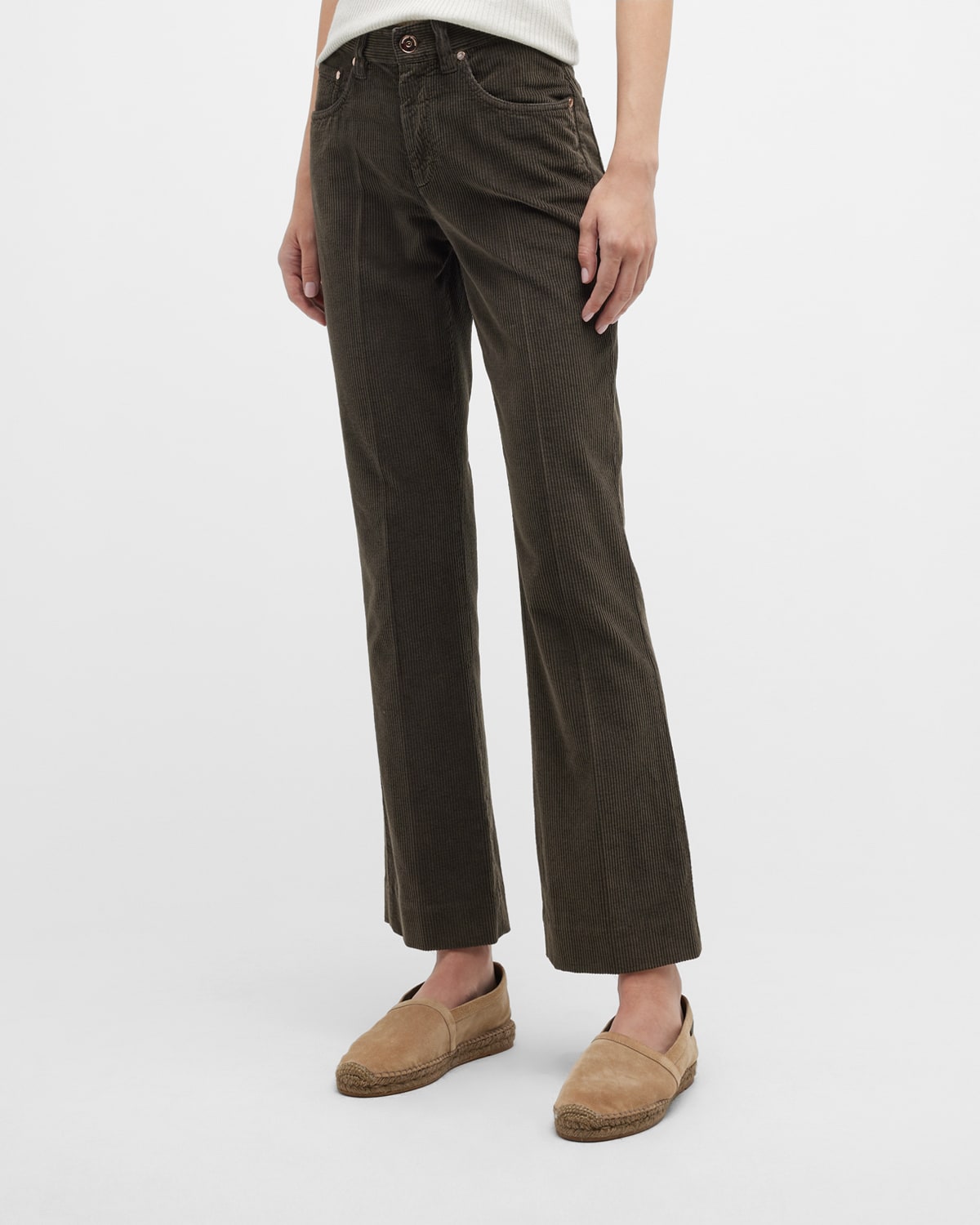 Brunello Cucinelli High-waisted Corduroy Trousers In C8683 Espresso