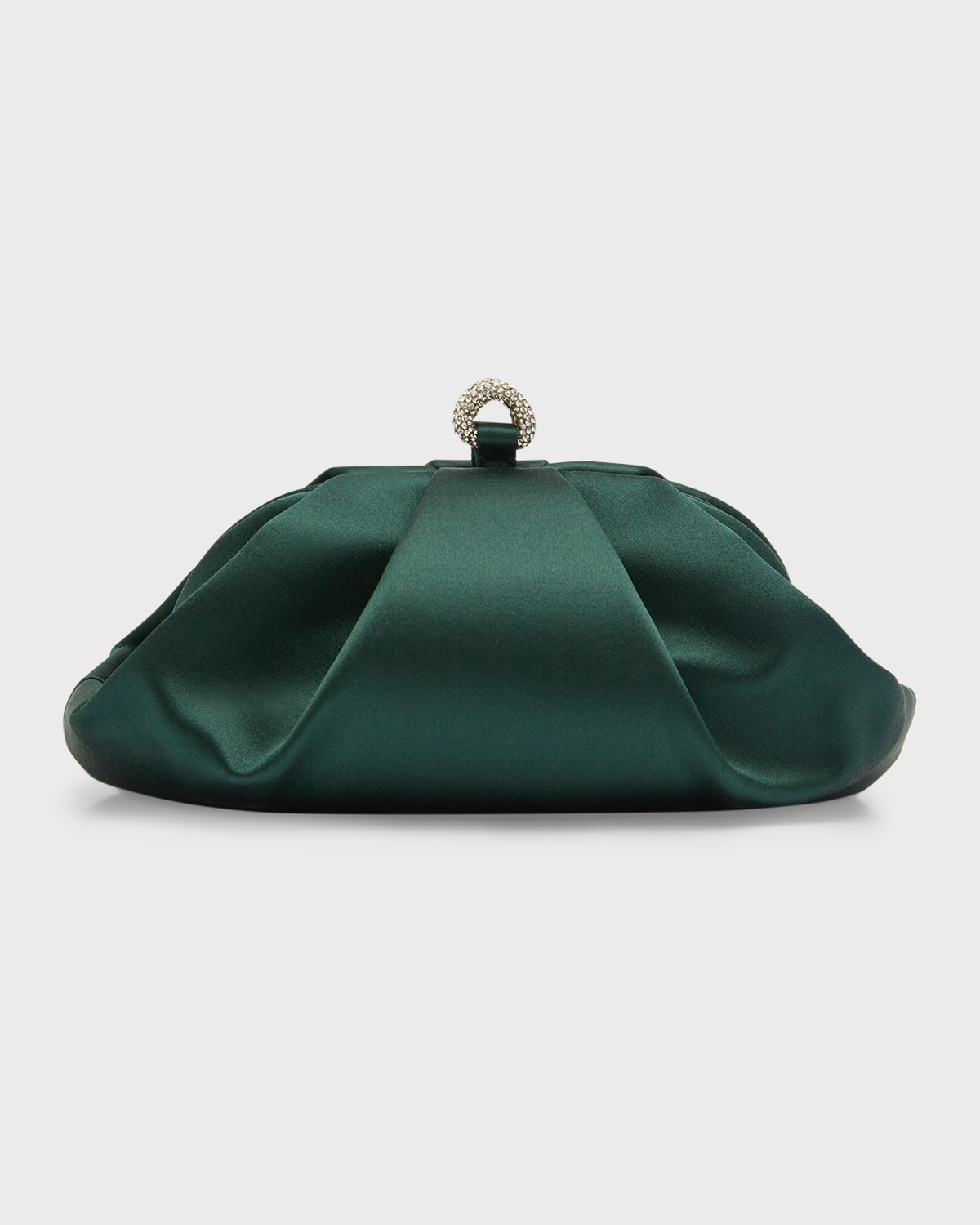Judith Leiber Gemma Crystal Satin Clutch Bag In Silver Emerald