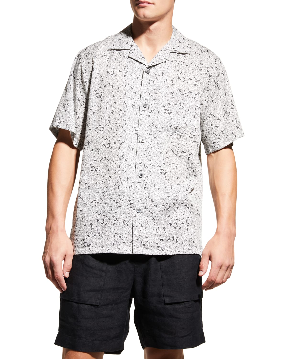 Theory Men's Noll Geo Floral Camp Shirt