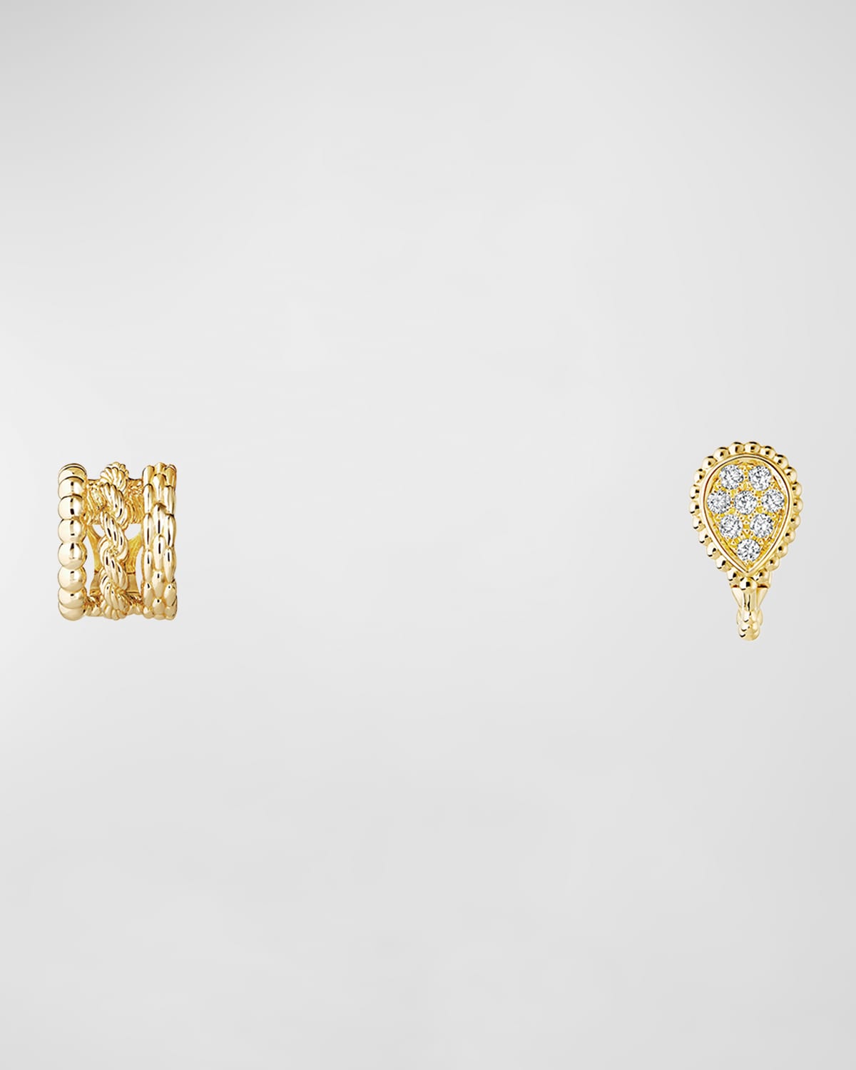 Boucheron 18K Yellow Gold Serpent Boheme Extra-Small Asymmetric Diamond Earrings