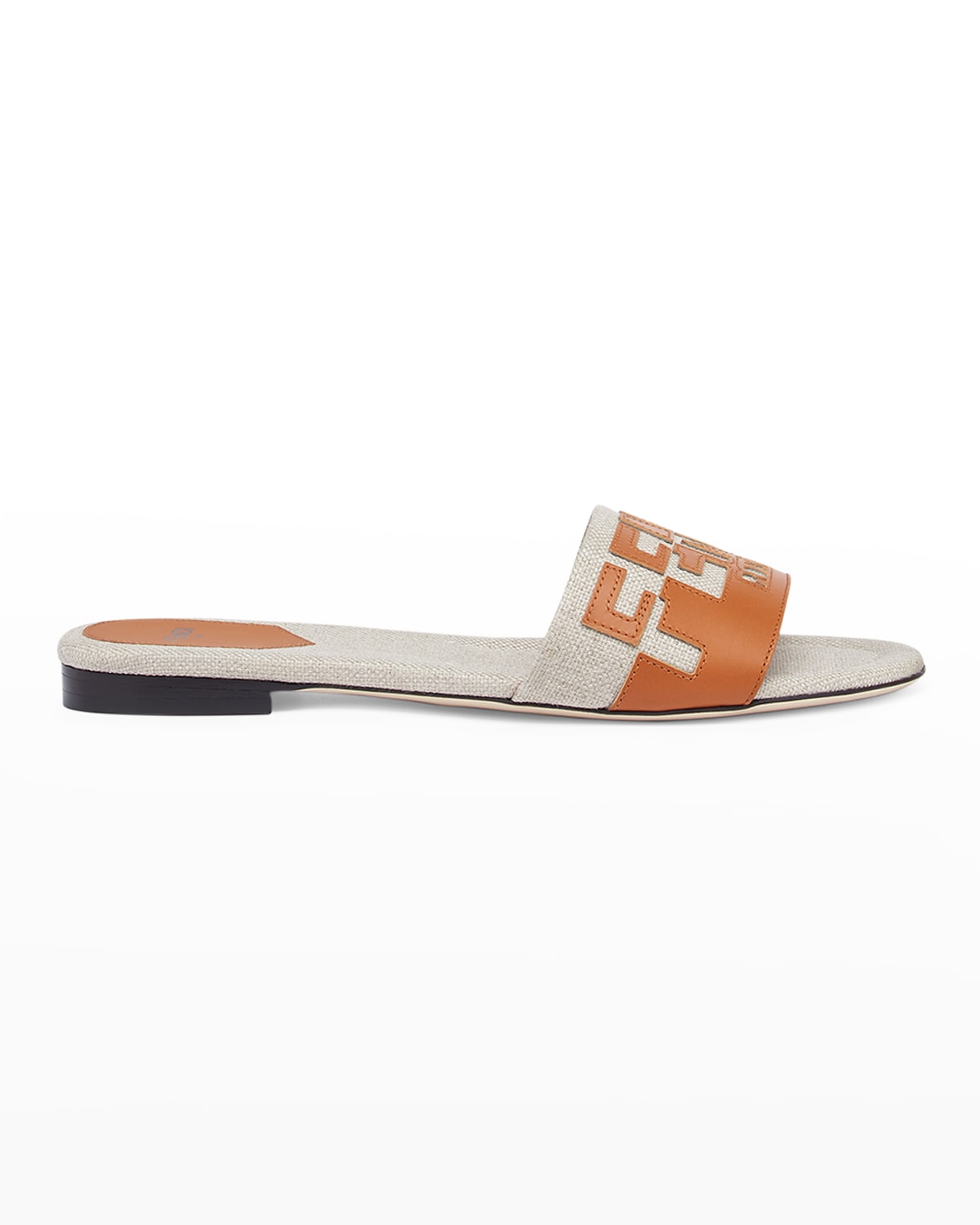 FENDI LOGO BICOLOR FLAT SANDALS