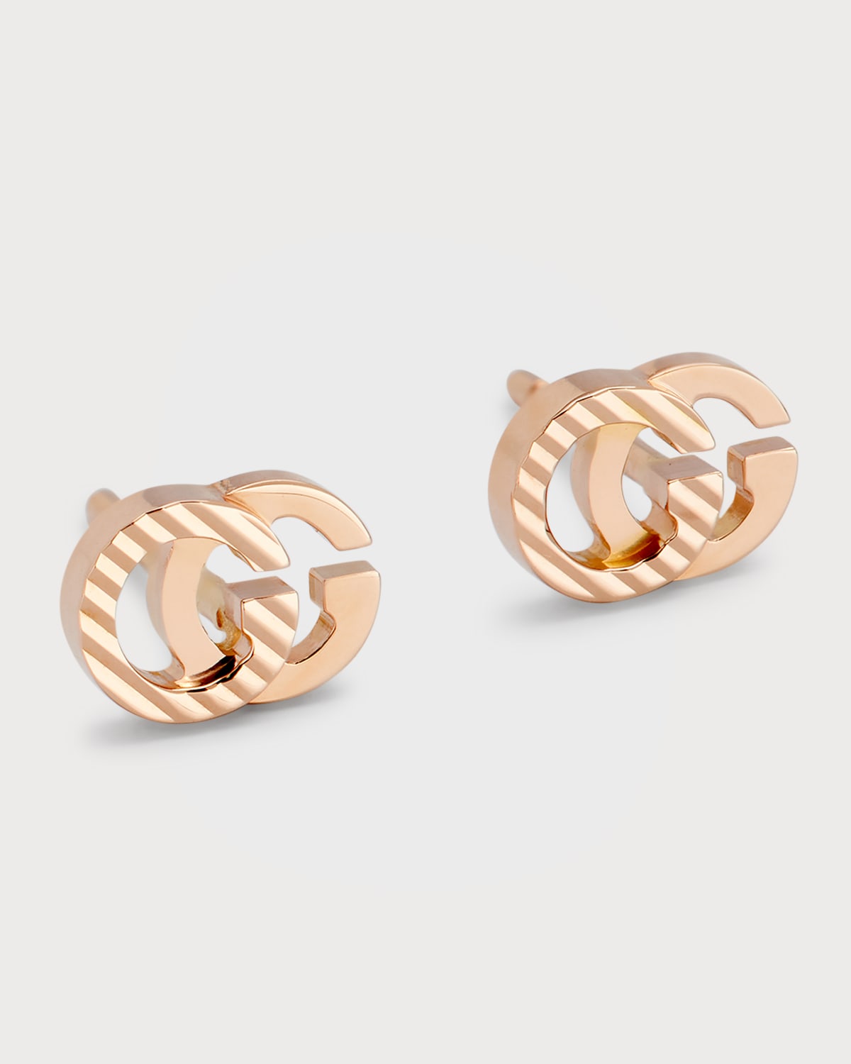 GUCCI 18K ROSE GOLD RUNNING G STUD EARRINGS