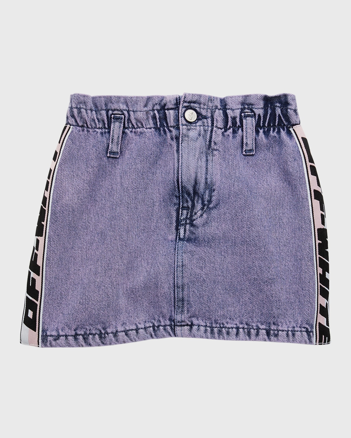 Off-white Little Girl's & Girl's Logo Band Denim Skirt In Black/pink