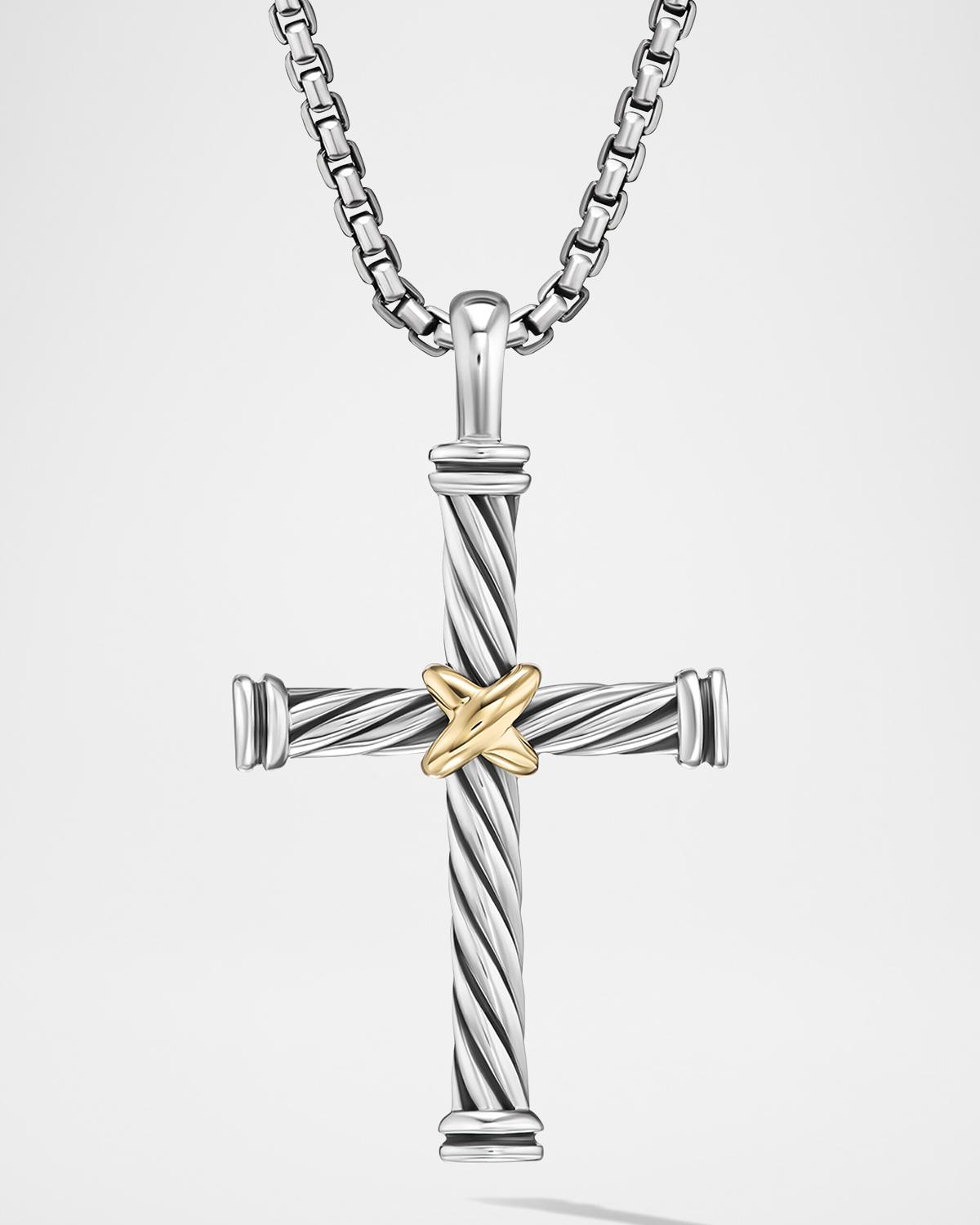 Men's 18k Cable Cross Pendant
