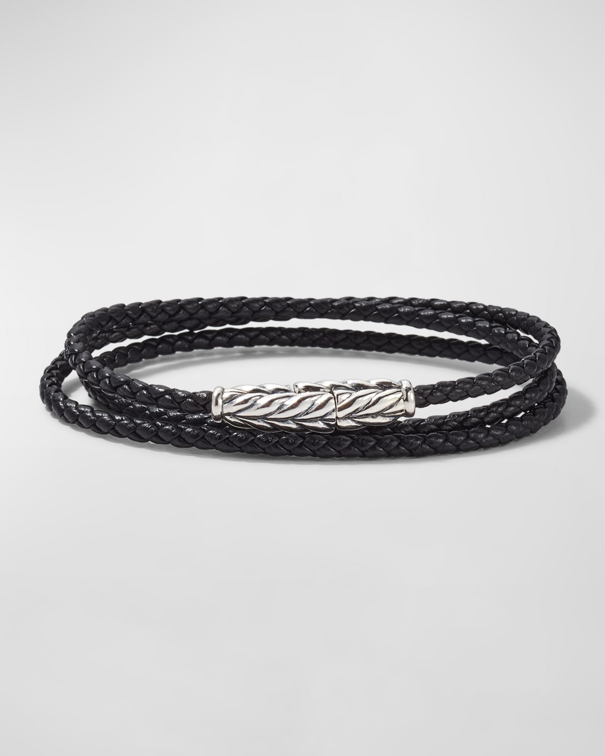 Shop David Yurman Men's Leather Triple Wrap Bracelet, 3mm In Black