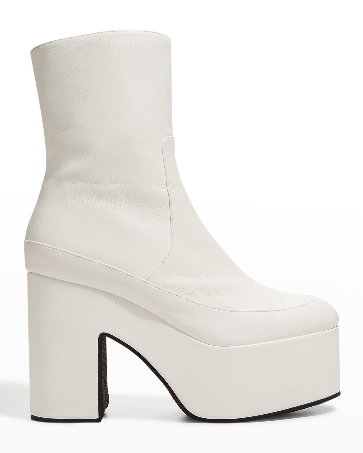 Dries Van Noten White Leather Platform Heeled Ankle Boots In Cream 