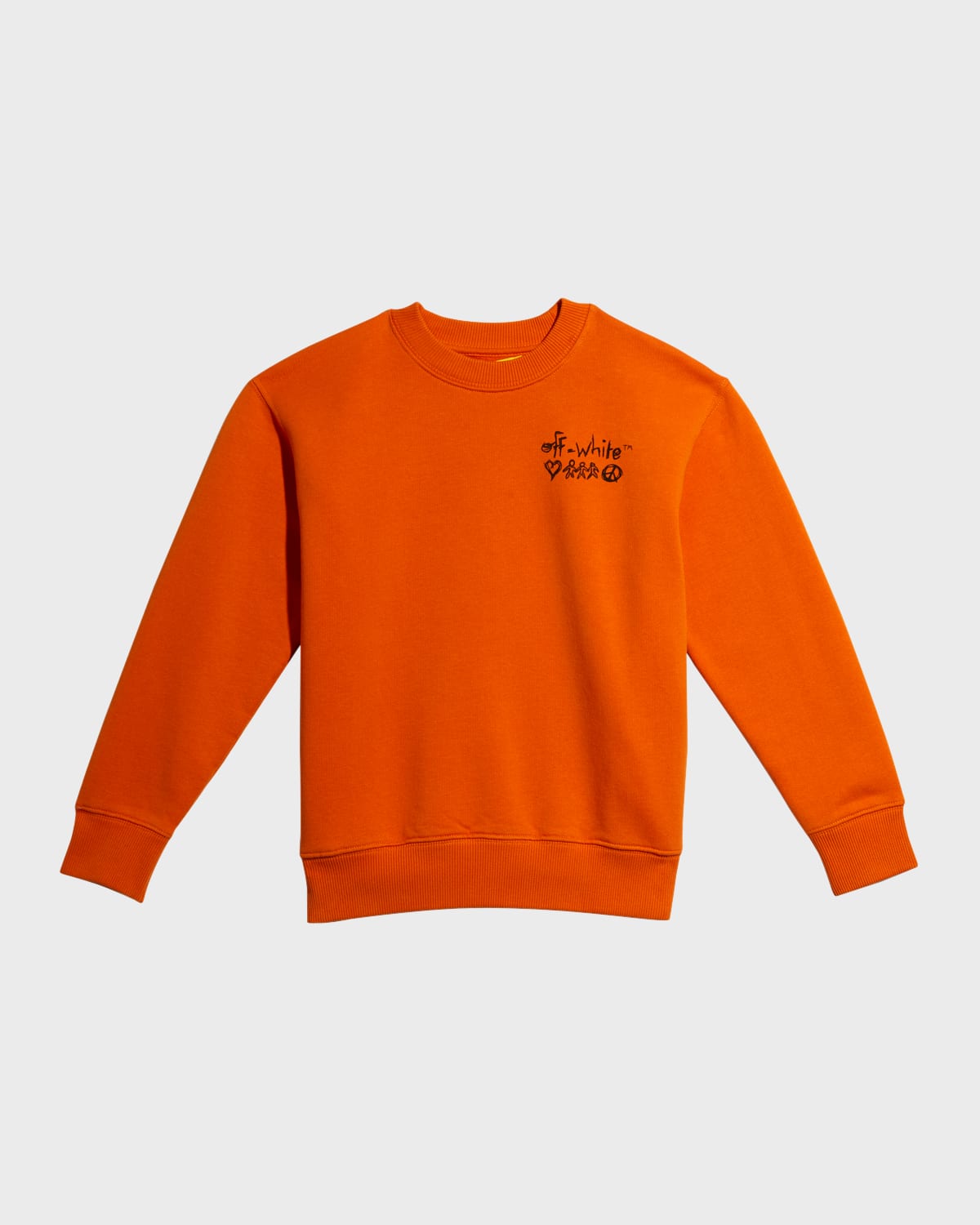 Boy's Off-White Sketch Logo Pullover Sweater, Size 4-12